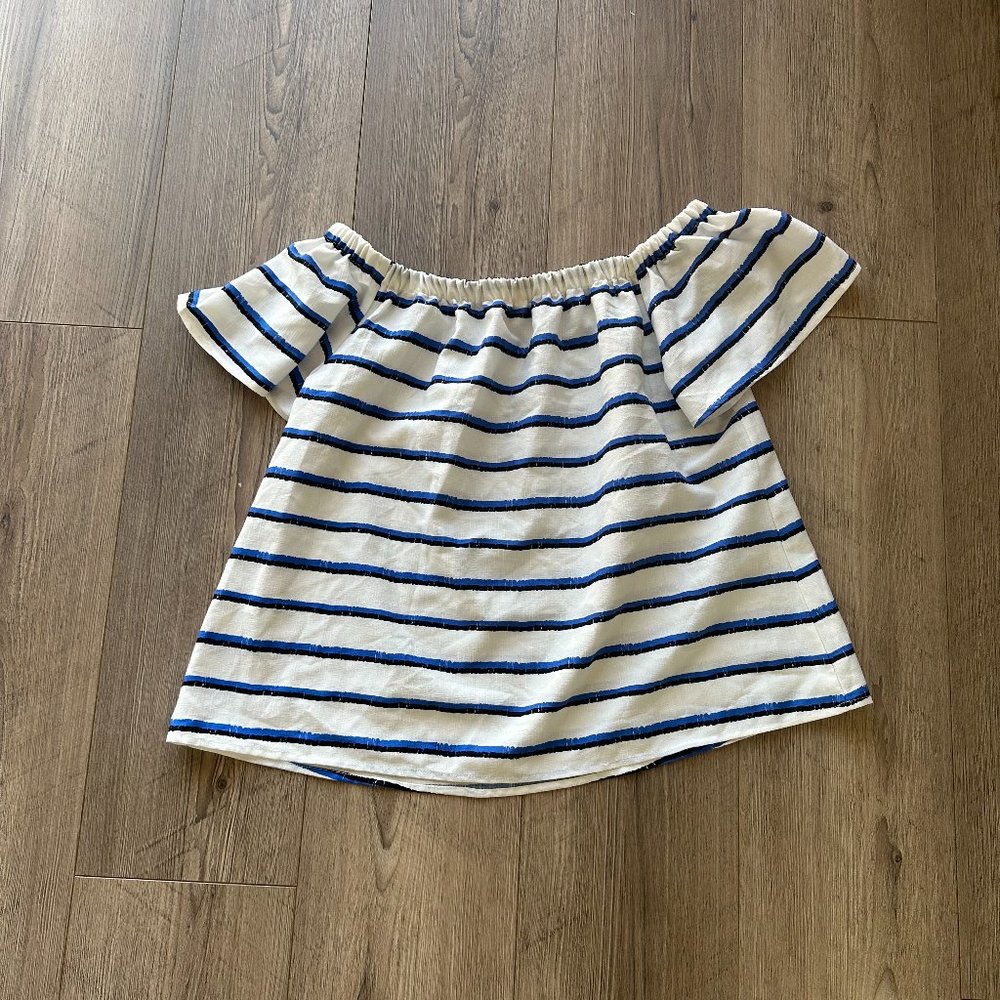 Off The Shoulder Top White Black Blue Adiv - Picture 2 of 3